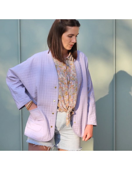 Matelassé de coton, Mauve (coupons)