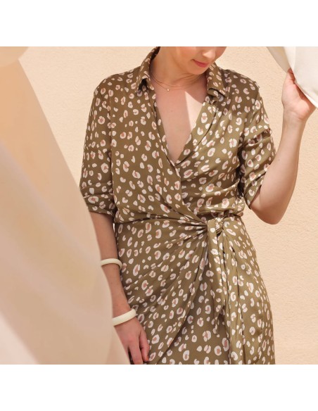 Crêpe Marocain de Viscose, Léo Olive clair