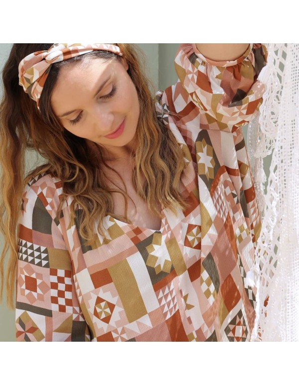Crêpe Marocain de Viscose, Patchwork Cannelle