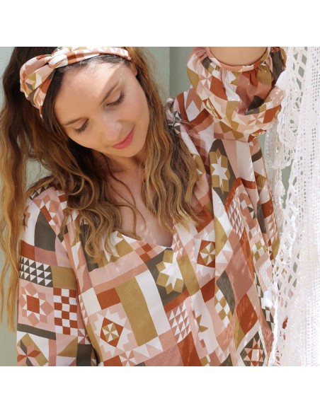 Crêpe Marocain de Viscose, Patchwork Cannelle