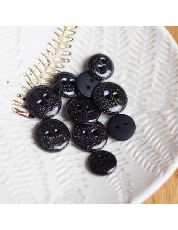 Cranberry, Bouton 12mm glitter deux trous, Noir, Lise Tailor
