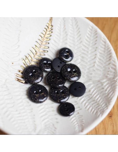 Cranberry, Bouton 12mm glitter deux trous, Noir, Lise Tailor