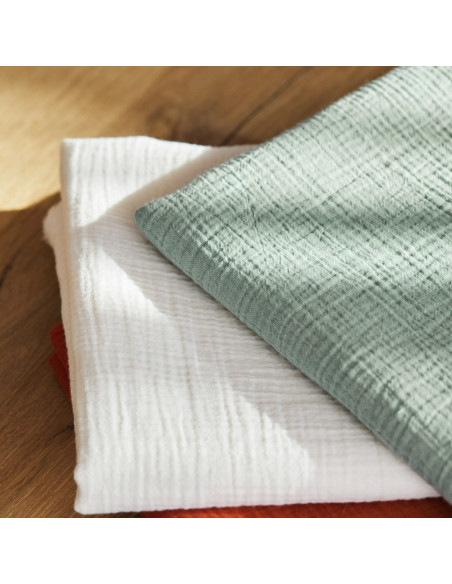 Cranberry, Double gaze de coton biologique Vert d'eau, Organic Crinkle Double Gauze Sage green, Mind the maker