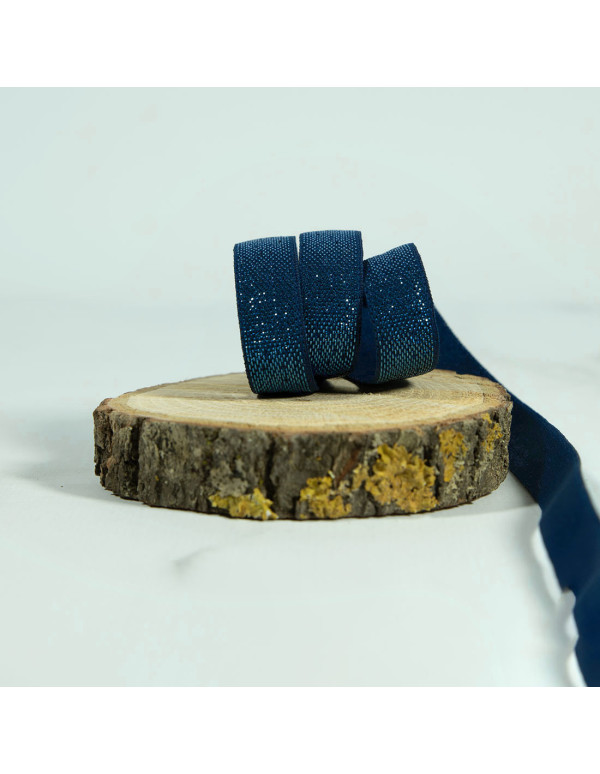 Cranberry Elastique fantaisie ou lingerie lurex bleu marine 1 cm