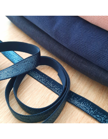 Cranberry Elastique fantaisie ou lingerie lurex bleu marine 1 cm