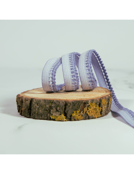 Cranberry Elastique a picots festonne bleu lilas et blanc 1 cm