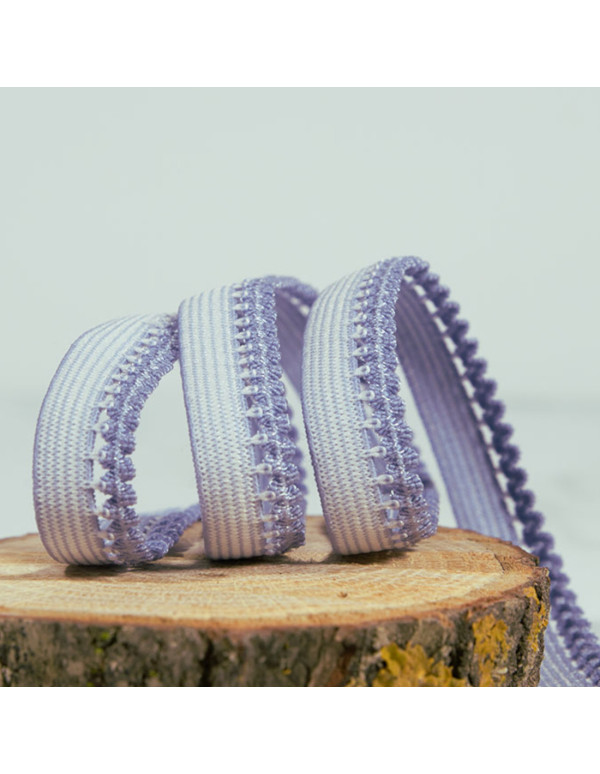 Cranberry Elastique a picots festonne bleu lilas et blanc 1 cm