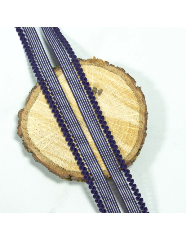 Cranberry Elastique a picots festonne bleu marine et blanc 1 cm