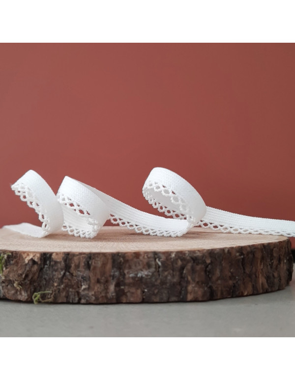 Cranberry Elastique a picots festonne blanc 1 cm