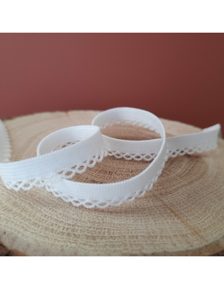 Cranberry Elastique a picots festonne blanc 1 cm