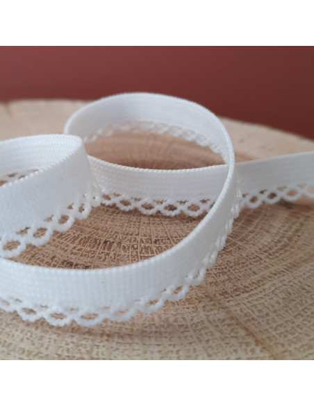 Cranberry Elastique a picots festonne blanc 1 cm