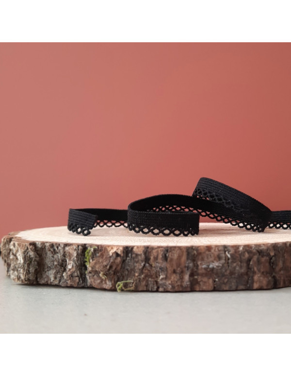 Cranberry Elastique a picots festonne noir 1 cm