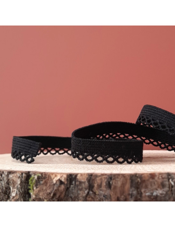 Cranberry Elastique a picots festonne noir 1 cm