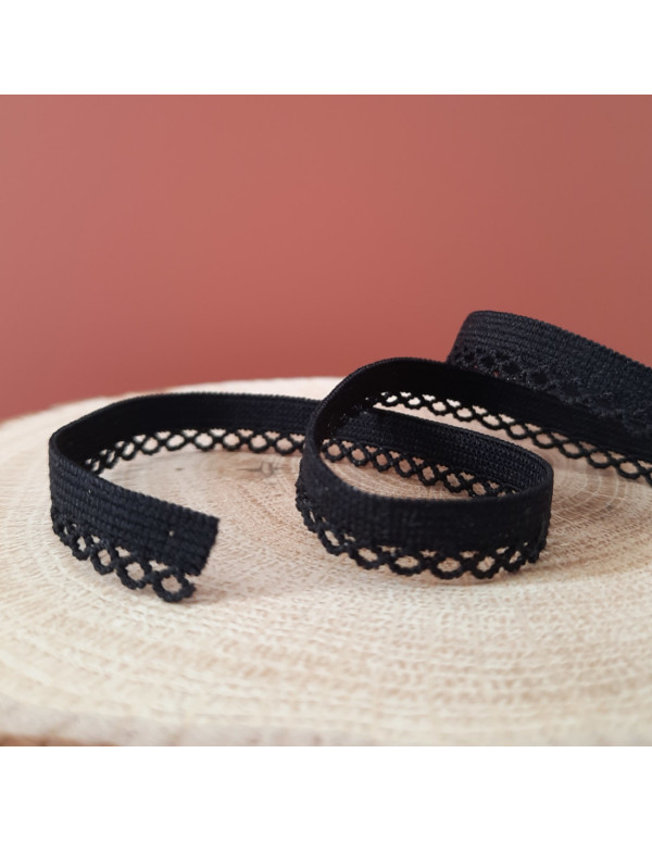 Cranberry Elastique a picots festonne noir 1 cm