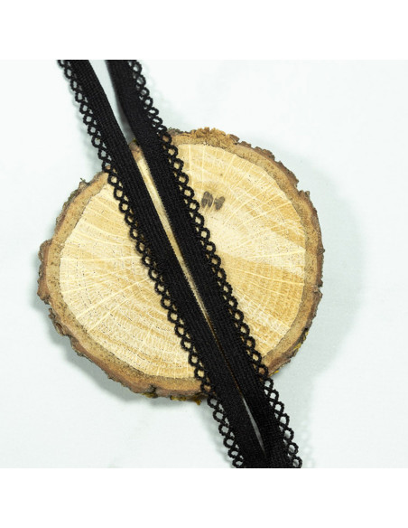 Cranberry Elastique a picots festonne noir 1 cm