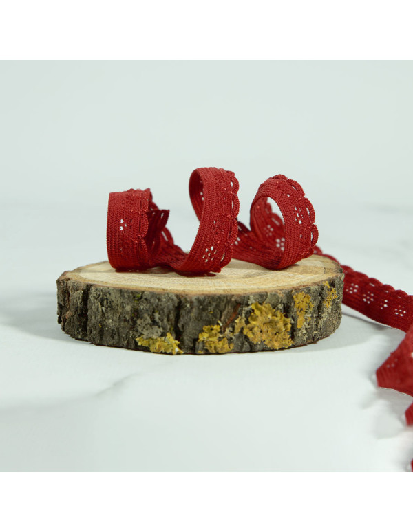 Cranberry Elastique a picots festonne rouge bordeaux 1 cm