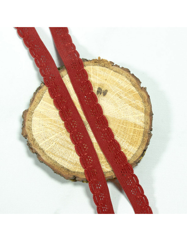 Cranberry Elastique a picots festonne rouge bordeaux 1 cm