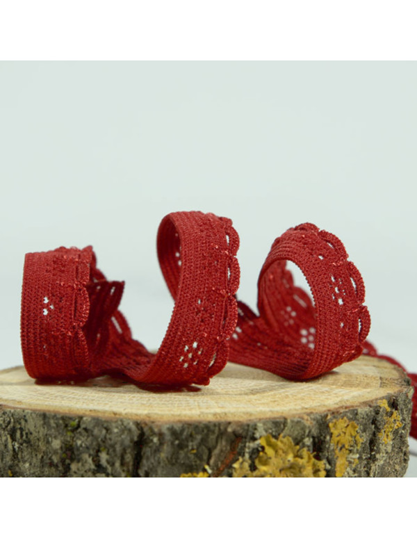 Cranberry Elastique a picots festonne rouge bordeaux 1 cm