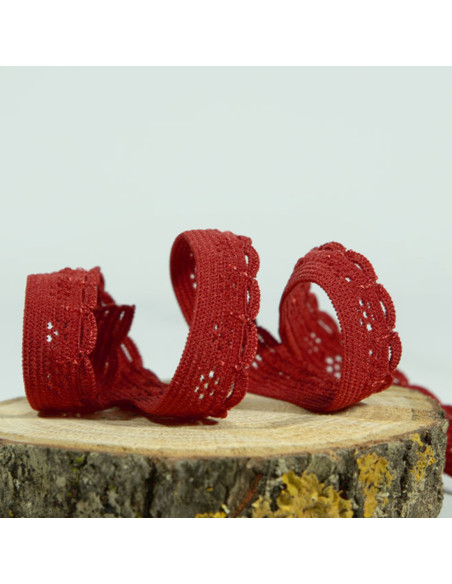 Cranberry Elastique a picots festonne rouge bordeaux 1 cm