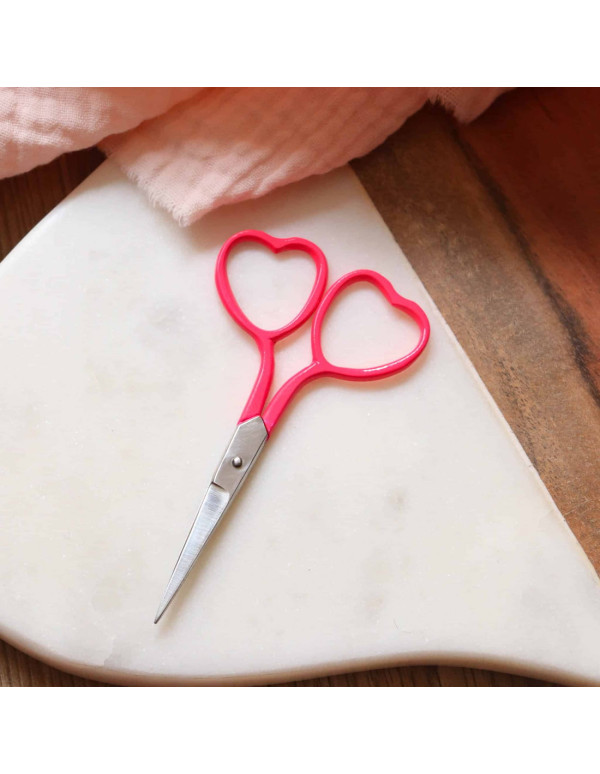 Cranberry, Ciseaux broderie coeur Rose fluo Lise Tailor