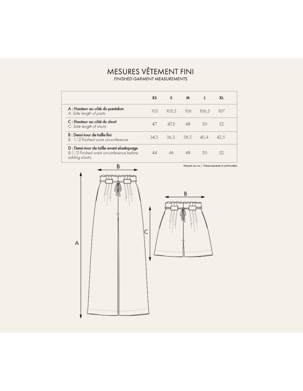 Cranberry patron femme le pantalon ou le short du 34 au 44 atelier brunette