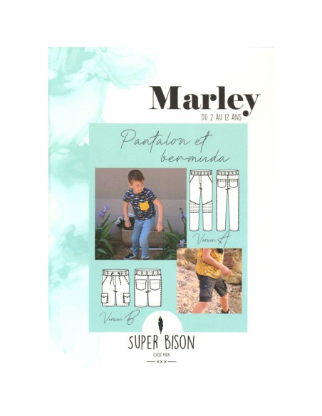 Cranberry, Patron Garçon, Pantalon et Bermuda Marley (du 2 au 12 ans), Super Bison