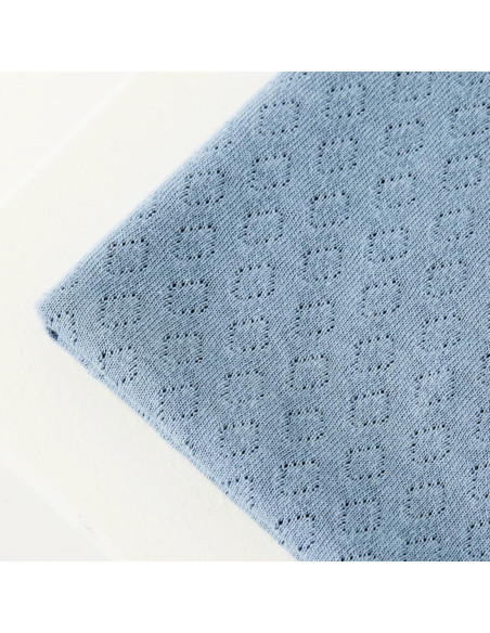 Cranberry, Jersey maille pointelle de coton Biologique, bleu clair uni, Faded blue Mind the maker