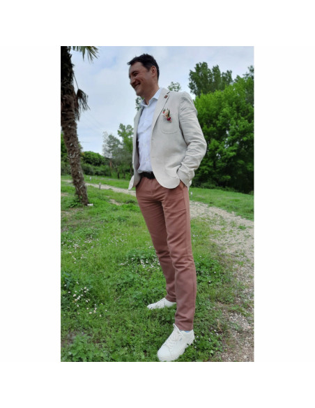 Cranberry, Twill de coton lin, vieux rose, Linen cotton twill, old rose, Mind the maker