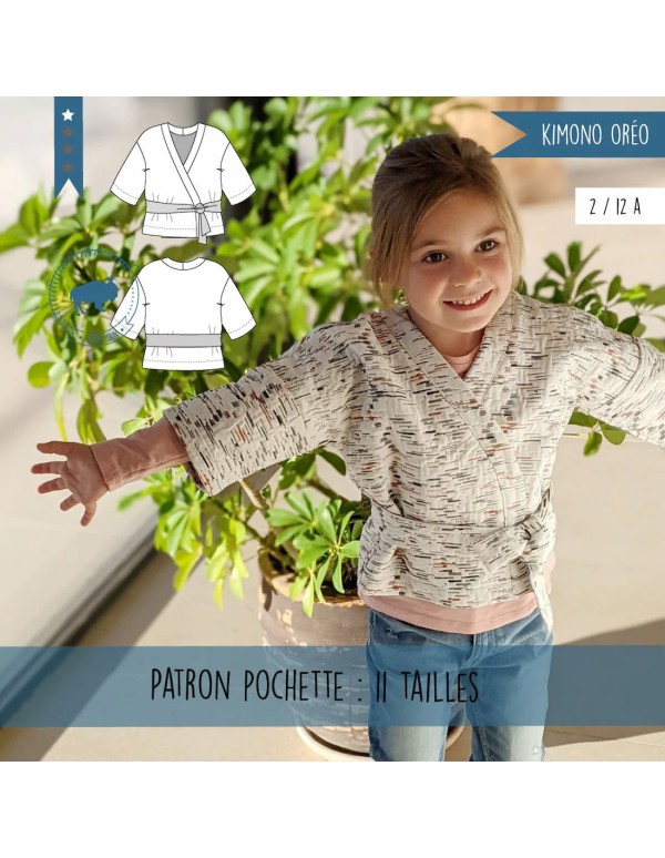 Cranberry, Patron Fille, Kimono Mini-Oréo (du 2 au 12 ans), Super Bison