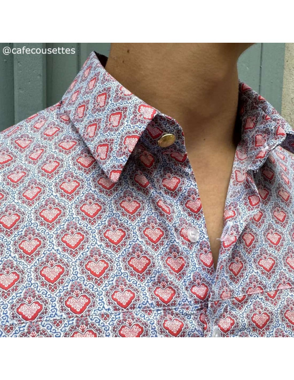 Cranberry, Batiste de coton Tana Lawn, King of hearts, Liberty of London, chemise Cafe cousettes