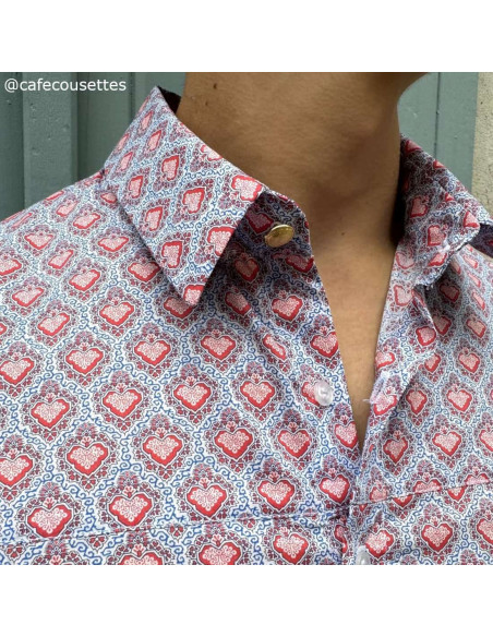 Cranberry, Batiste de coton Tana Lawn, King of hearts, Liberty of London, chemise Cafe cousettes