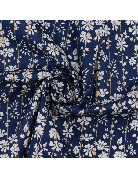 Cranberry, Batiste de coton Tana Lawn, Capel stripe Metallic, Liberty of London