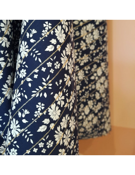 Cranberry, Batiste de coton Tana Lawn, Capel stripe Metallic, Liberty of London