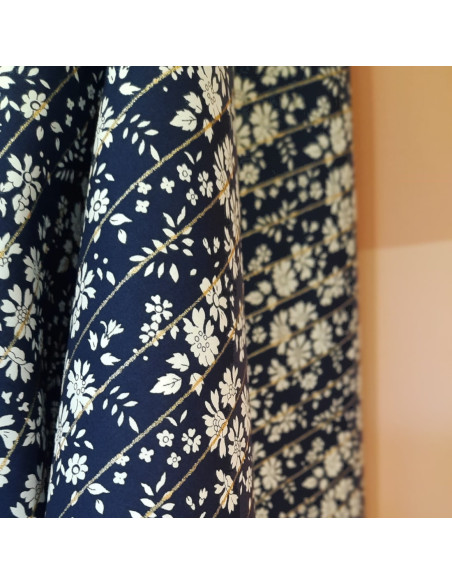 Cranberry, Batiste de coton Tana Lawn, Capel stripe Metallic, Liberty of London