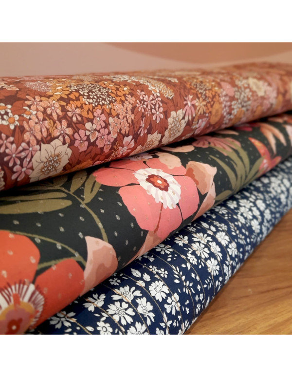 Cranberry, Batiste de coton Tana Lawn, Capel stripe Metallic, Liberty of London