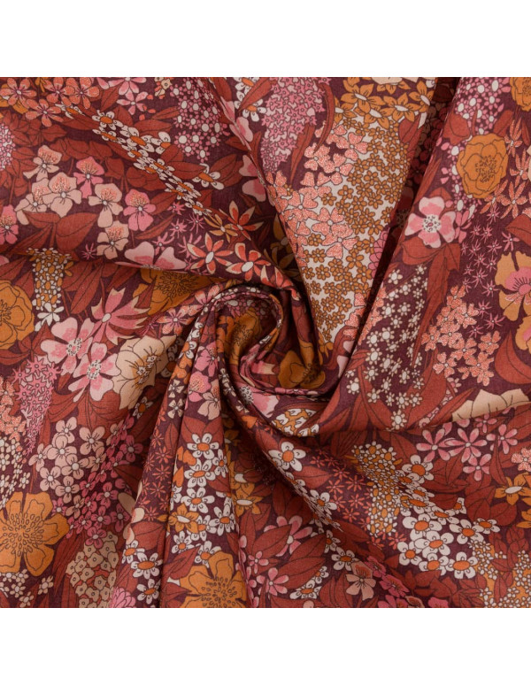 Cranberry, Batiste de coton Tana Lawn, Ciara Metallic, Liberty of London