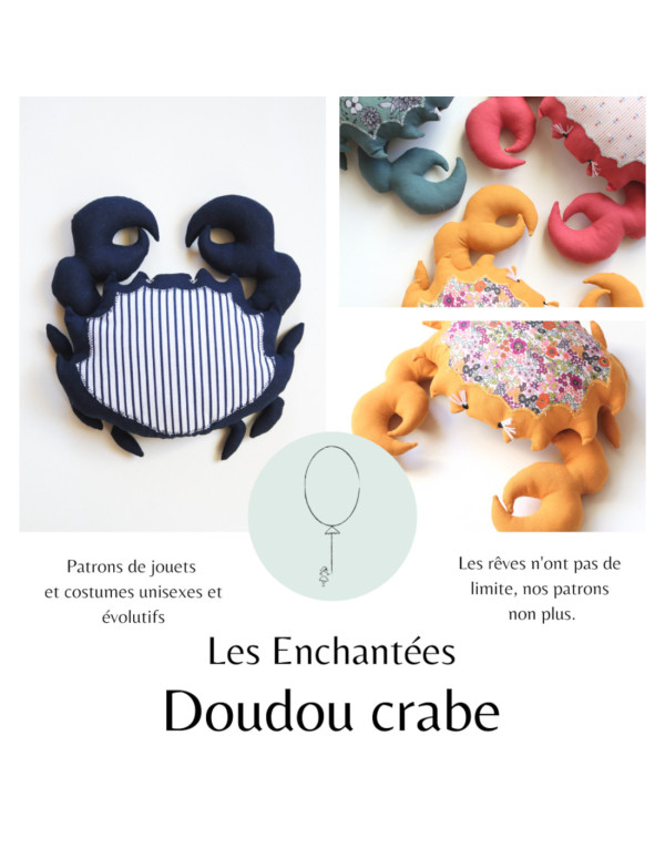 Cranberry, Patron pochette Doudou Crabe 20x20cm, Les enchantees