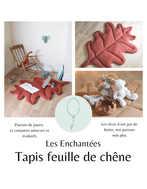 Cranberry, Patron pochette Tapis feuille de chene 85x120cm, Les enchantees