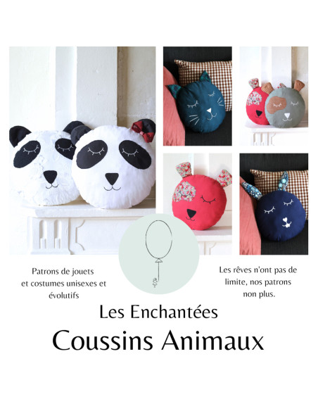 Cranberry, Patron pochette Coussins animaux pour enfants couturiers, Les enchantees