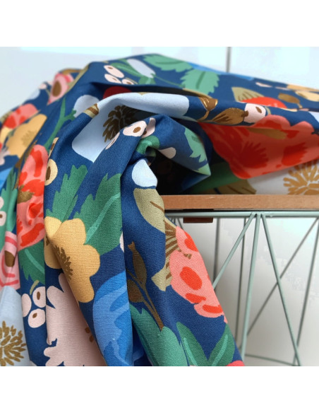 Cranberry, Canvas de coton Vintage blossom Gold Metallic, Cotton and Steel Rifle paper