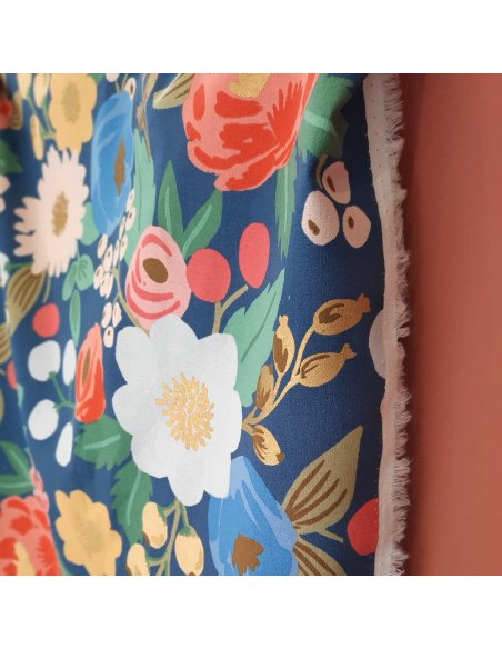 Cranberry, Canvas de coton Vintage blossom Gold Metallic, Cotton and Steel Rifle paper