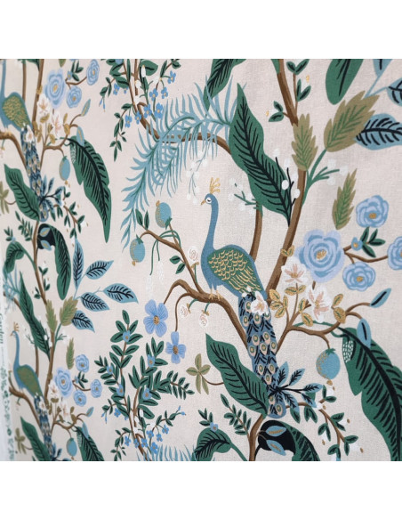 Cranberry, Canvas de coton Vintage Garden Peacock Hunter Gold Metallic, Cotton and Steel Rifle paper