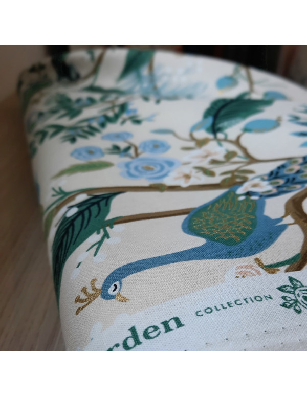 Cranberry, Canvas de coton Vintage Garden Peacock Hunter Gold Metallic, Cotton and Steel Rifle paper