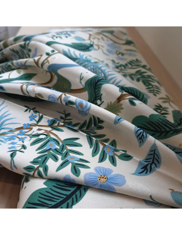 Cranberry, Canvas de coton Vintage Garden Peacock Hunter Gold Metallic, Cotton and Steel Rifle paper