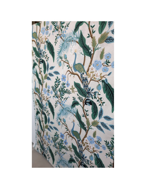 Cranberry, Canvas de coton Vintage Garden Peacock Hunter Gold Metallic, Cotton and Steel Rifle paper