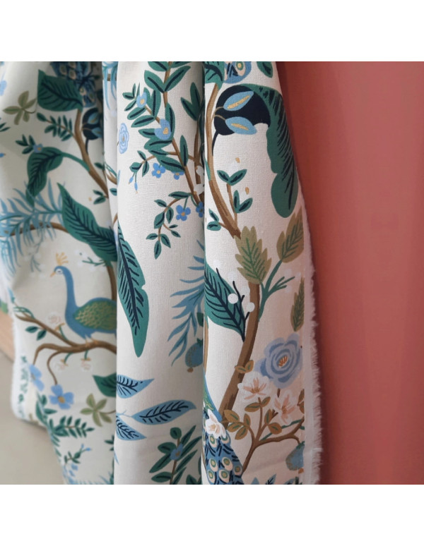 Cranberry, Canvas de coton Vintage Garden Peacock Hunter Gold Metallic, Cotton and Steel Rifle paper