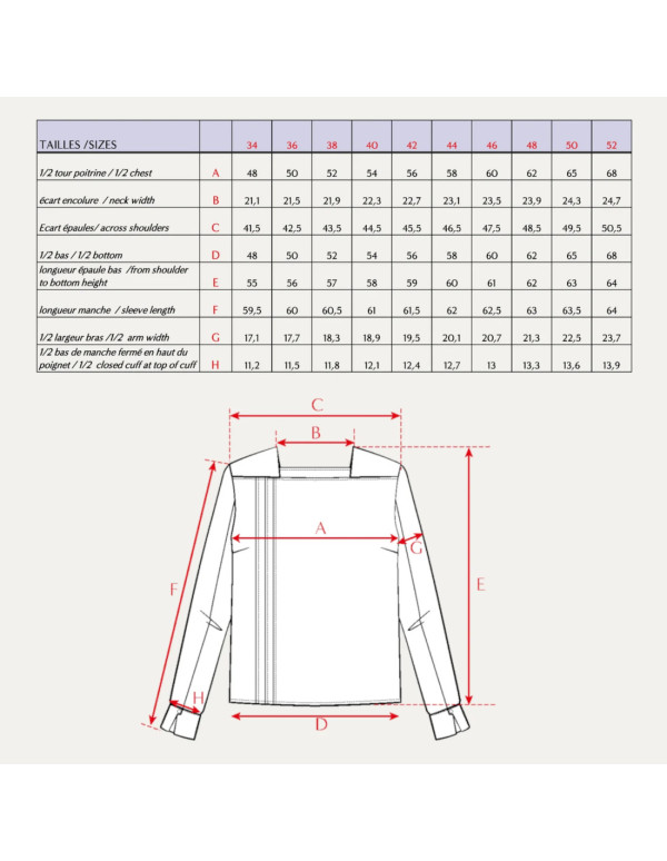 Cranberry, Patron Femme Blouse Deferlante du 34 au 52 Maison Fauve