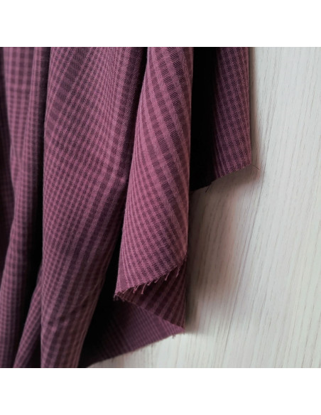 Cranberry, Twill de Tencel lyocell Two tone plaid check Maroon Meet Milk