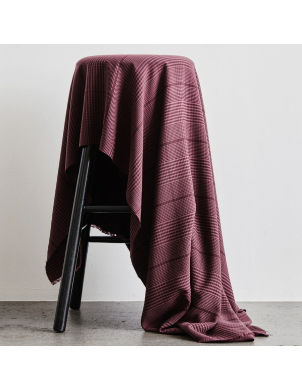 Cranberry, Twill de Tencel lyocell Two tone plaid check Maroon Meet Milk