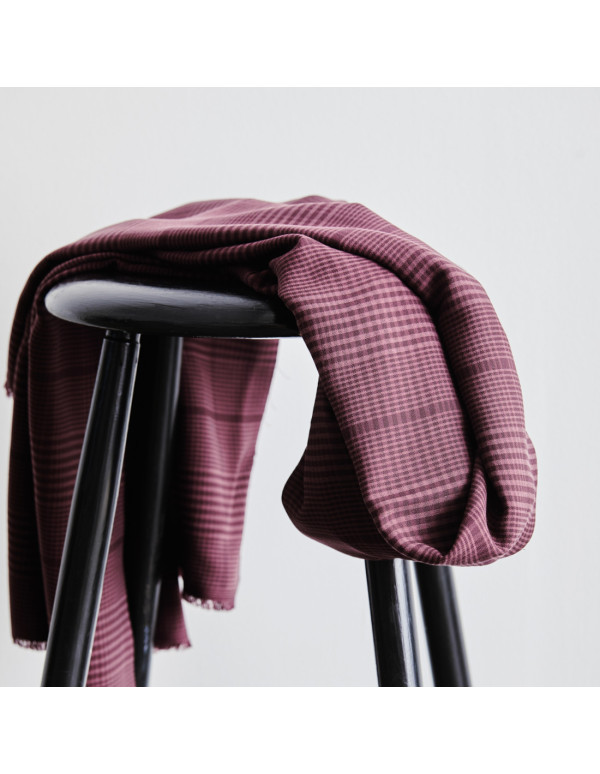Cranberry, Twill de Tencel lyocell Two tone plaid check Maroon Meet Milk